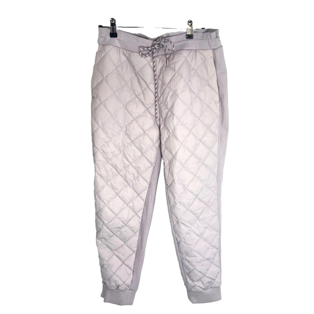 Athleta Womens Goose Down Quilted Pants Joggers Size‎ 14 Shasta Purple Apres Ski - Picture 2 of 15